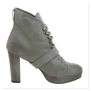 Seychelles Women's Gray Under Construction Lace Up Ankle Boot Size 6.5